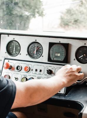 Train driver at the controls