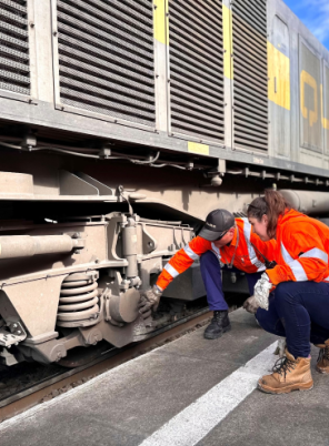 Train going through the testing process before being allowed on the network.